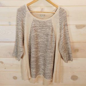 Live and Let Live Women's 2X Sweater Neutral open weave 3/4 Sleeve